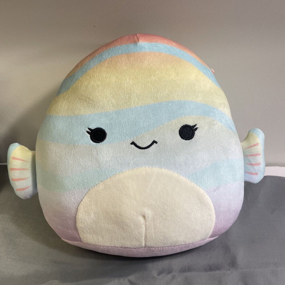 Squishmallows Canda the Rainbow Fish  9” Plush Toy, Pastel